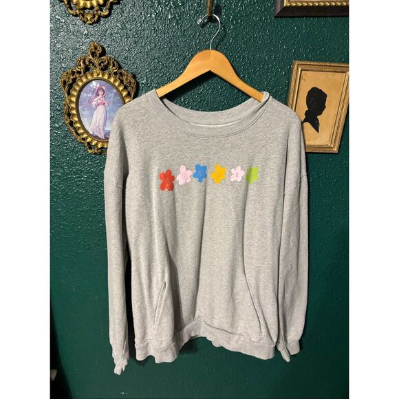 Lonely Ghost Tops - Lonely Ghost Gray Floral Limited Edition Crewneck Sz XL